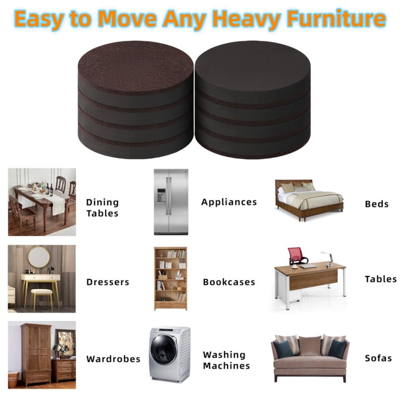 Furnigear Felt Furniture Sliders for Hardwood Floors - Furnigear 8 PCS 5"" Furniture Moving Pads Sliders - Heavy Duty Felt Sliders Chair Leg Floor Protectors - Move Your Furniture Easily & Safety - Image 5